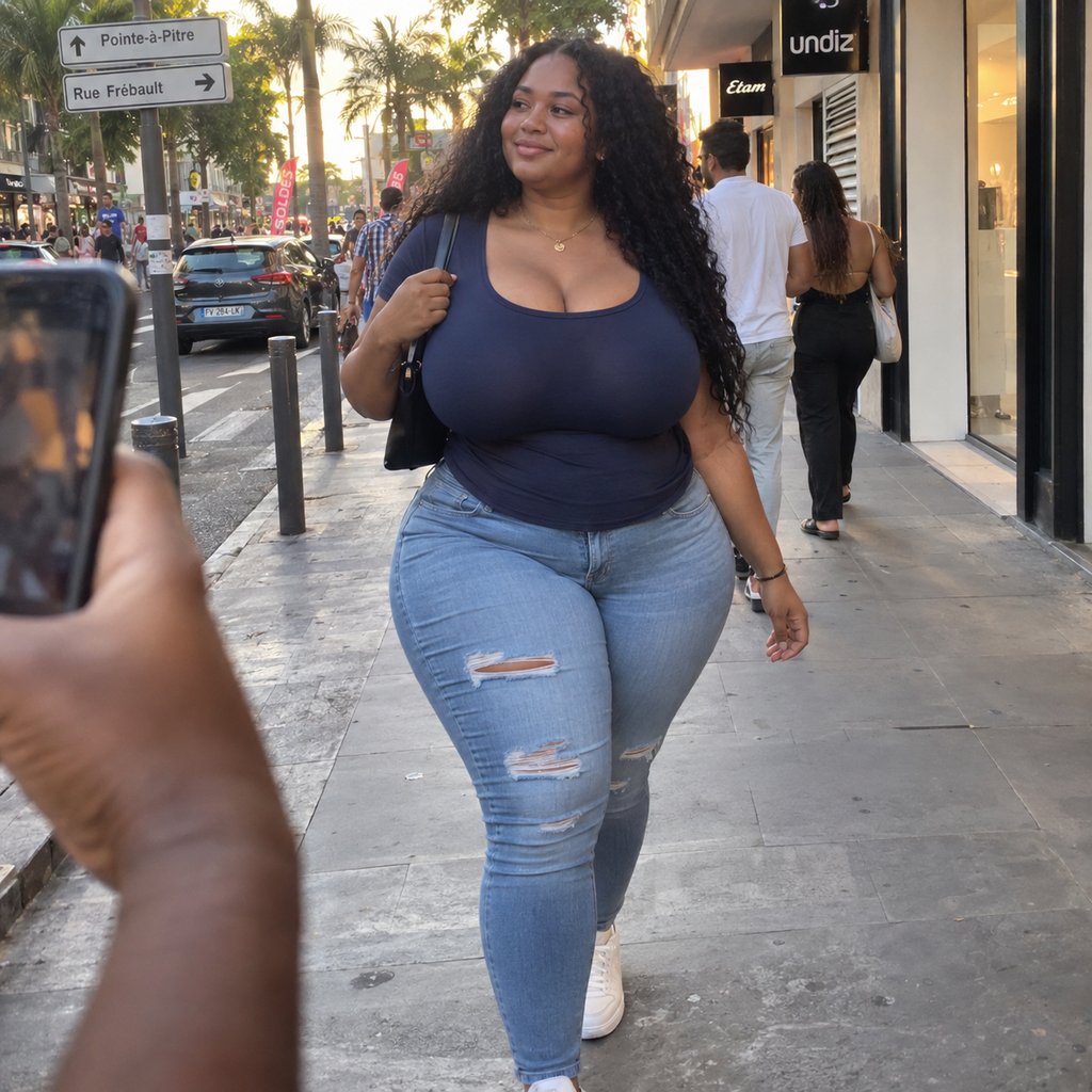 Femme souriante marchant en ville, photo prise sur le vif par un proche. Illustration de la reponse positive a une invitation bien formulee
